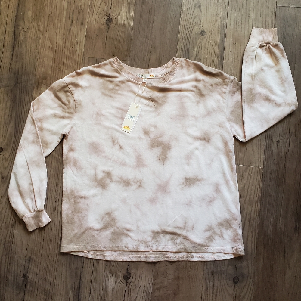 C&C California Beige Tie Dye Sweater, Size: S
